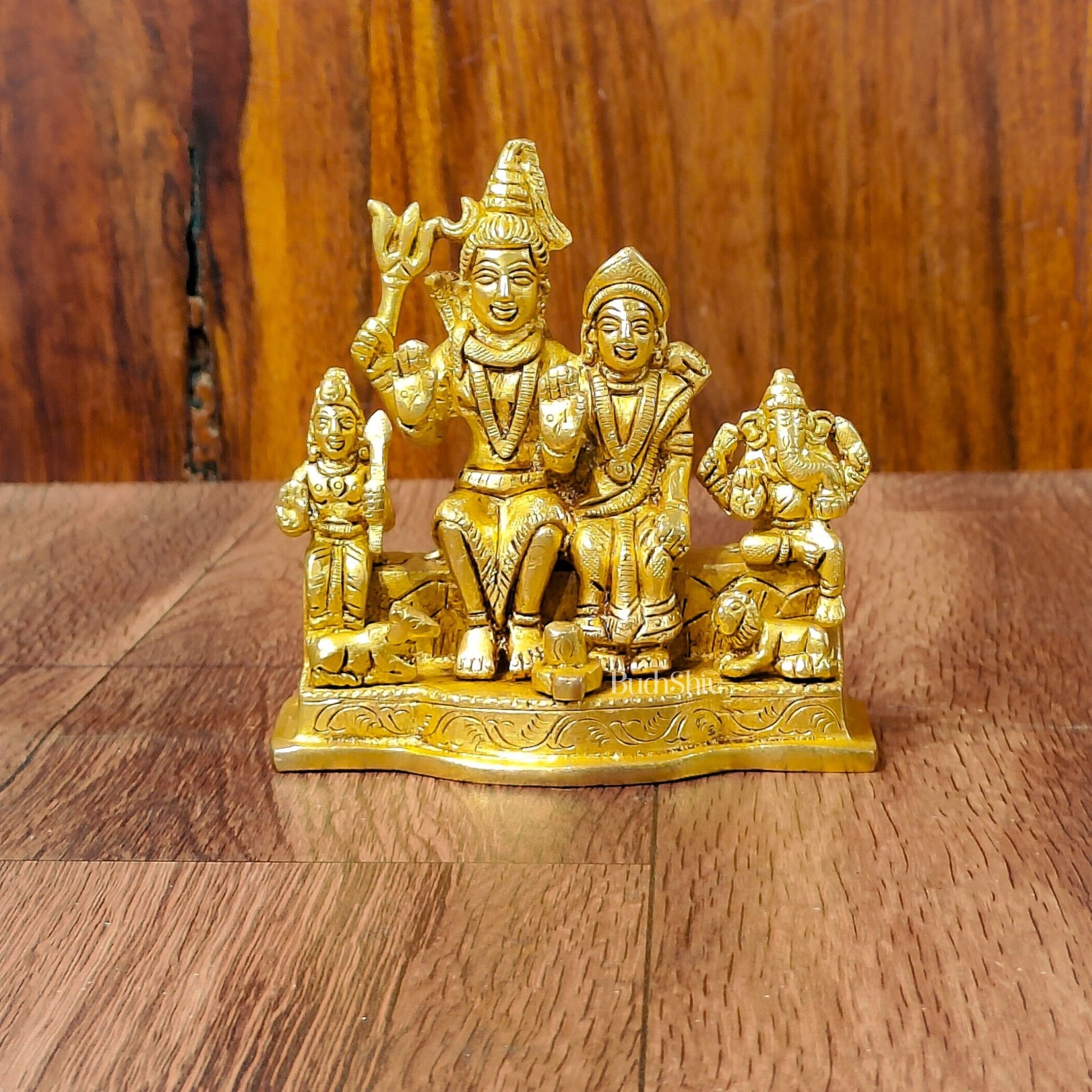 Divine Brass Shiv Parivar Statue 4" - Budhshiv.com