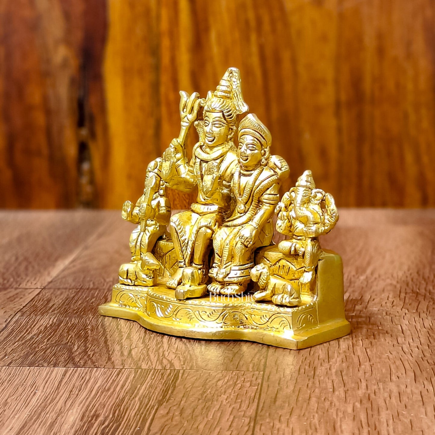 Divine Brass Shiv Parivar Statue 4" - Budhshiv.com