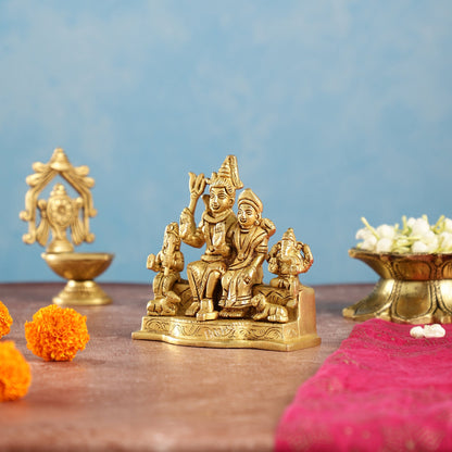 Divine Brass Shiv Parivar Statue 4" - Budhshiv.com