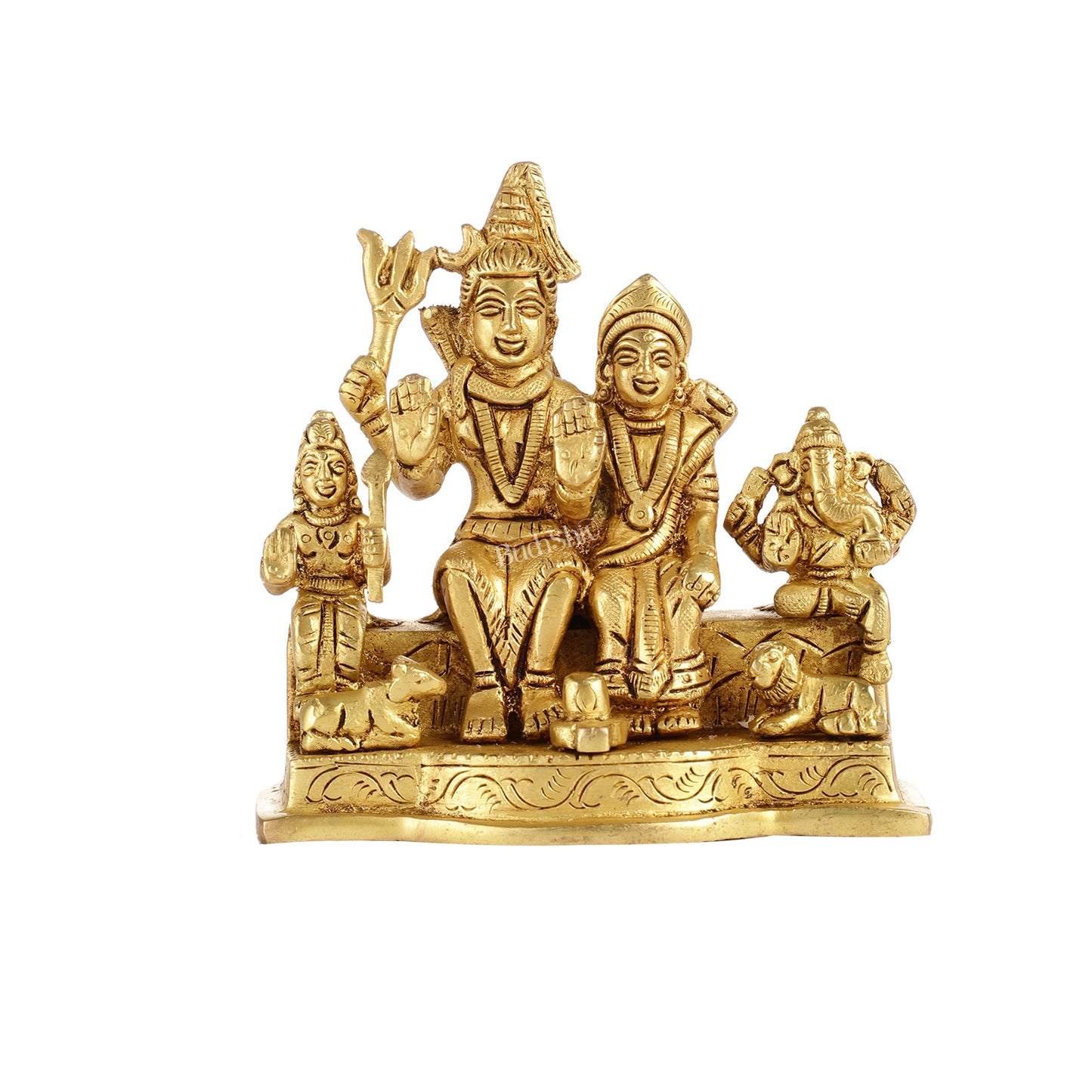 Divine Brass Shiv Parivar Statue 4" - Budhshiv.com
