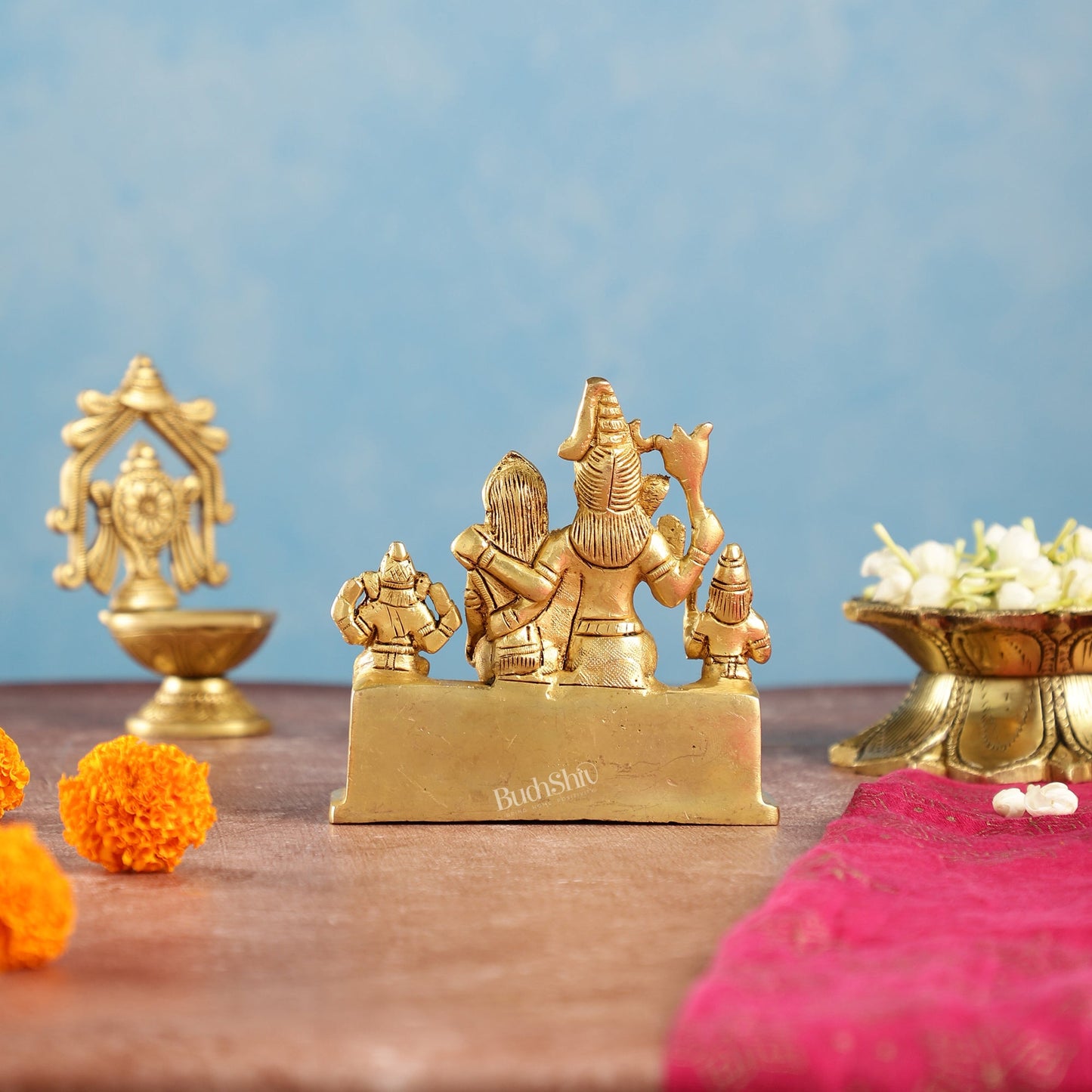 Divine Brass Shiv Parivar Statue 4" - Budhshiv.com