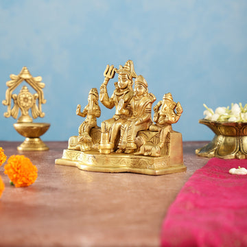 Divine Brass Shiv Parivar Statue 5" - Budhshiv.com