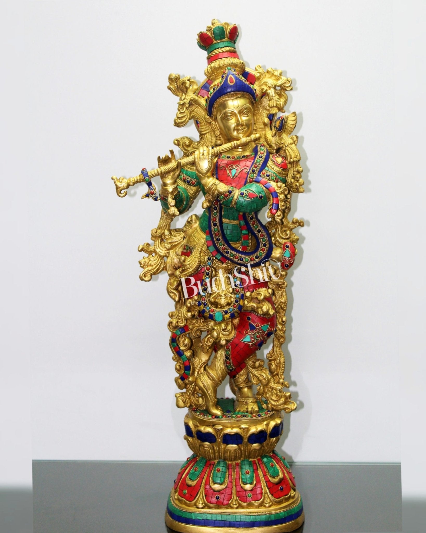 Divine Ever Smiling Lord Krishna Statue 29 inch - Budhshiv.com