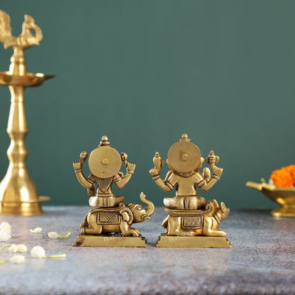 Divine Ganesha on Mouse and Lakshmi on Elephant Idols Pair | Height 5 inch - Budhshiv.com