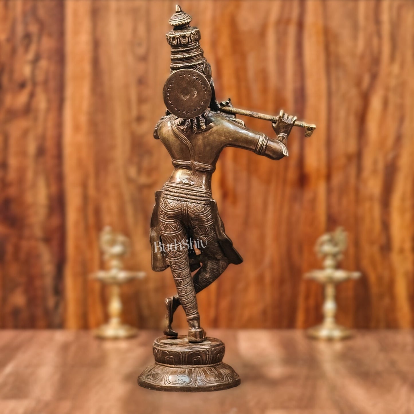 Divine Krishna Idol | Handmade in Superfine Brass | 23 inch/ 2 feet - Budhshiv.com