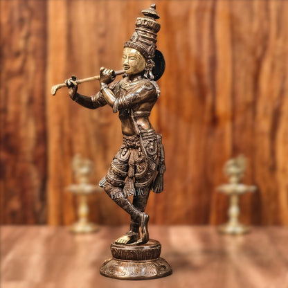 Divine Krishna Idol | Handmade in Superfine Brass | 23 inch/ 2 feet - Budhshiv.com