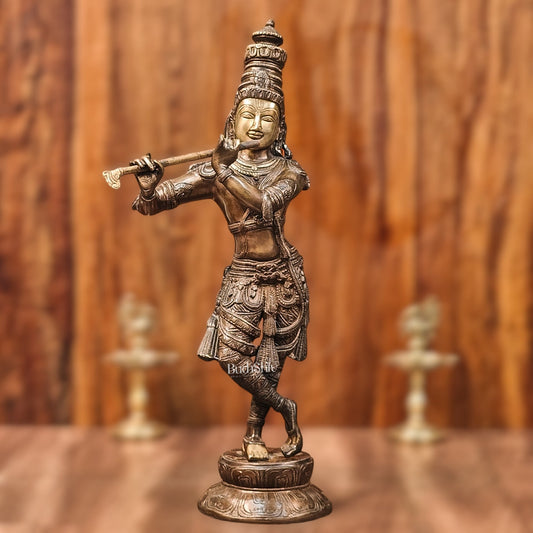 Divine Krishna Idol | Handmade in Superfine Brass | 23 inch/ 2 feet - Budhshiv.com