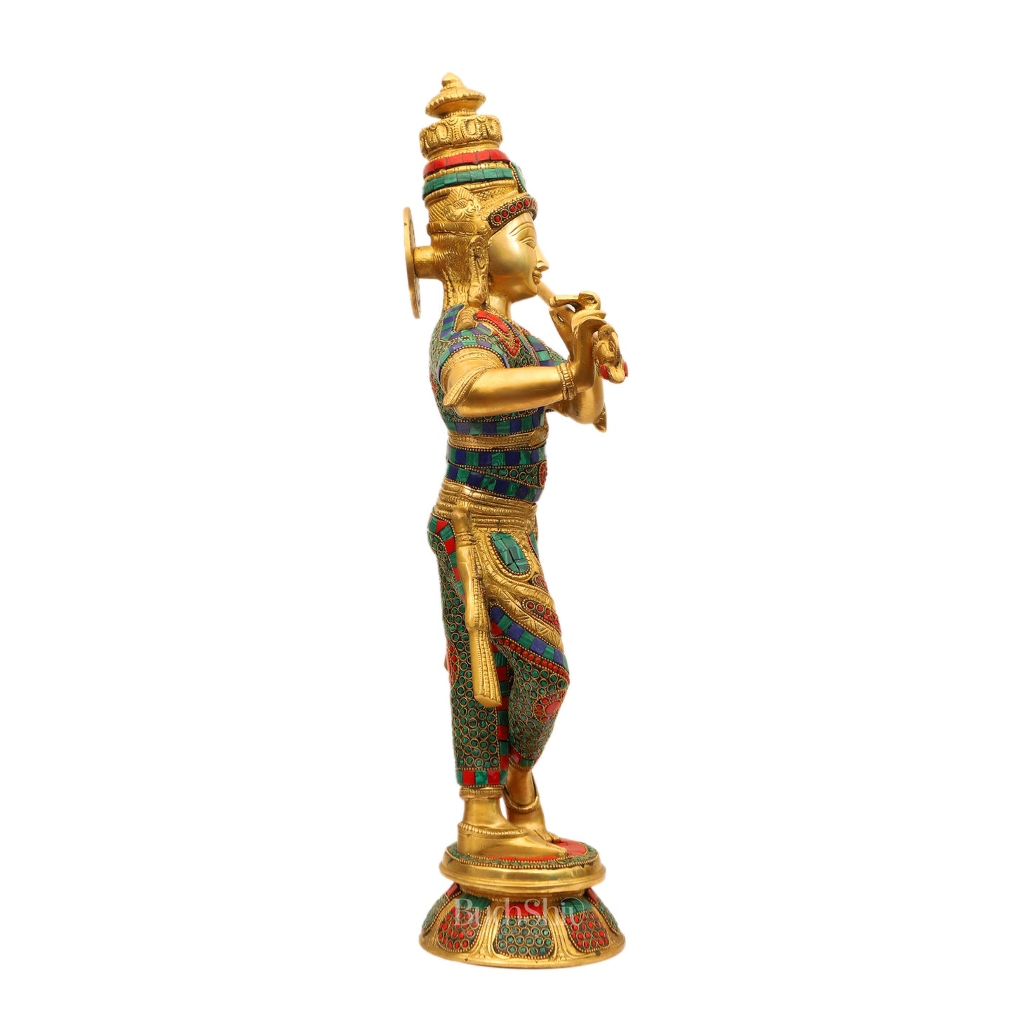 Divine Krishna Idol | Handmade in Superfine Brass 23 Inch - Budhshiv.com