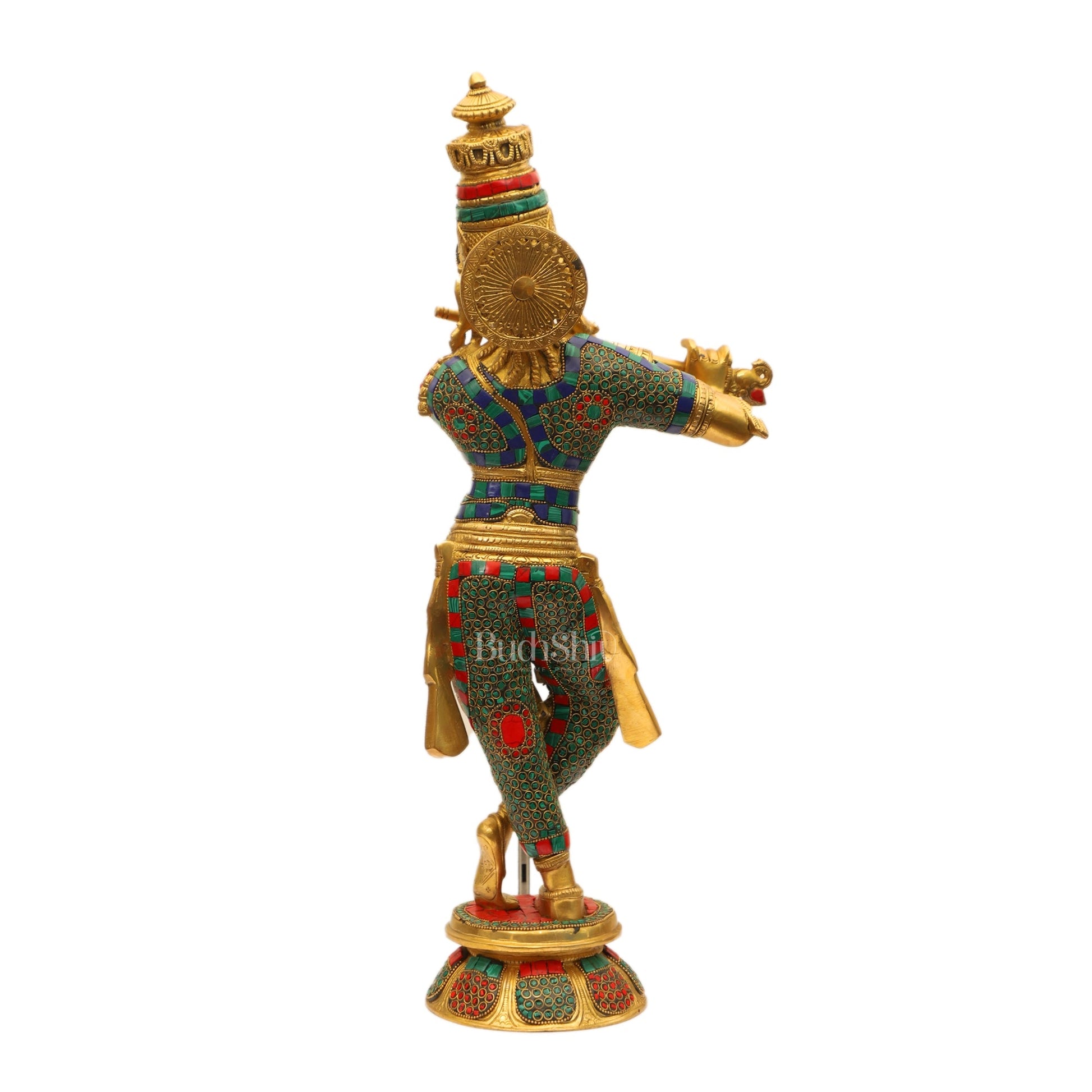 Divine Krishna Idol | Handmade in Superfine Brass 23 Inch - Budhshiv.com