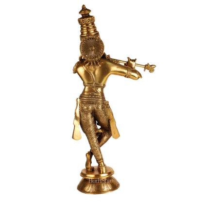 Divine Krishna Idol | Handmade in Superfine Brass 23 inches - Budhshiv.com