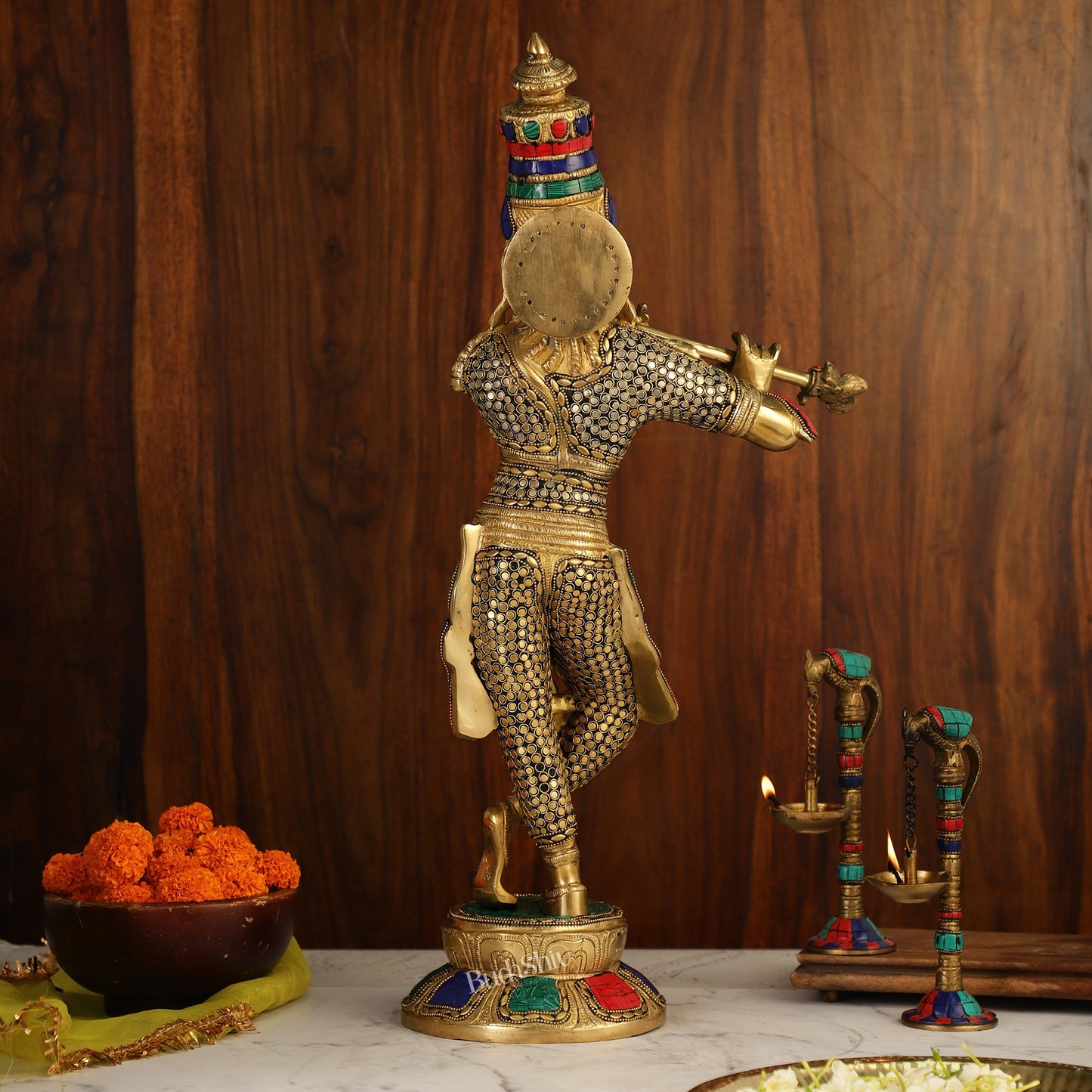 Divine Krishna Idol | Superfine Brass Height 23 Inch - Budhshiv.com