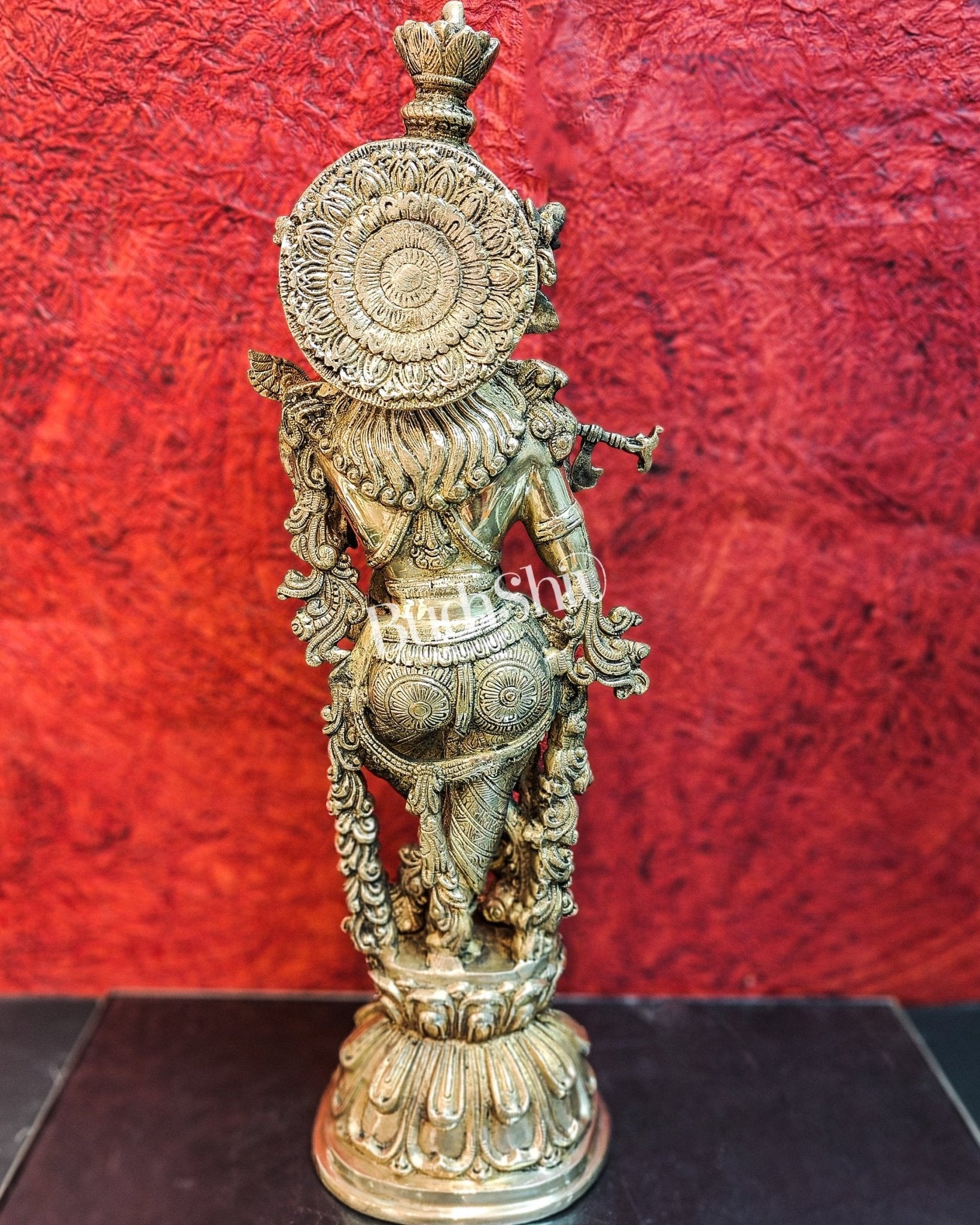 Divine Krishna Statue | Fine Brass | Antique finish 25 inch - Budhshiv.com