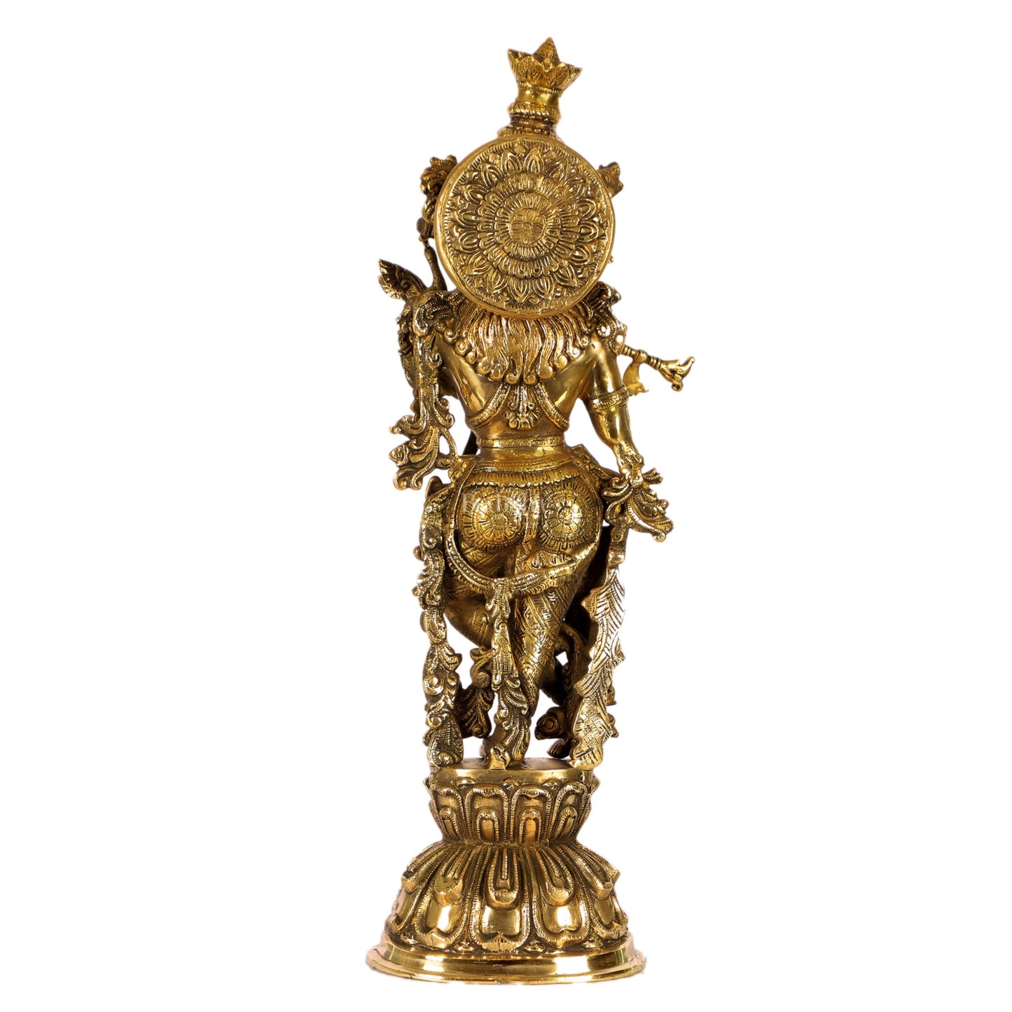 Divine Krishna Statue | Handcrafted in Fine Brass | Charcoal finish 24 inch - Budhshiv.com