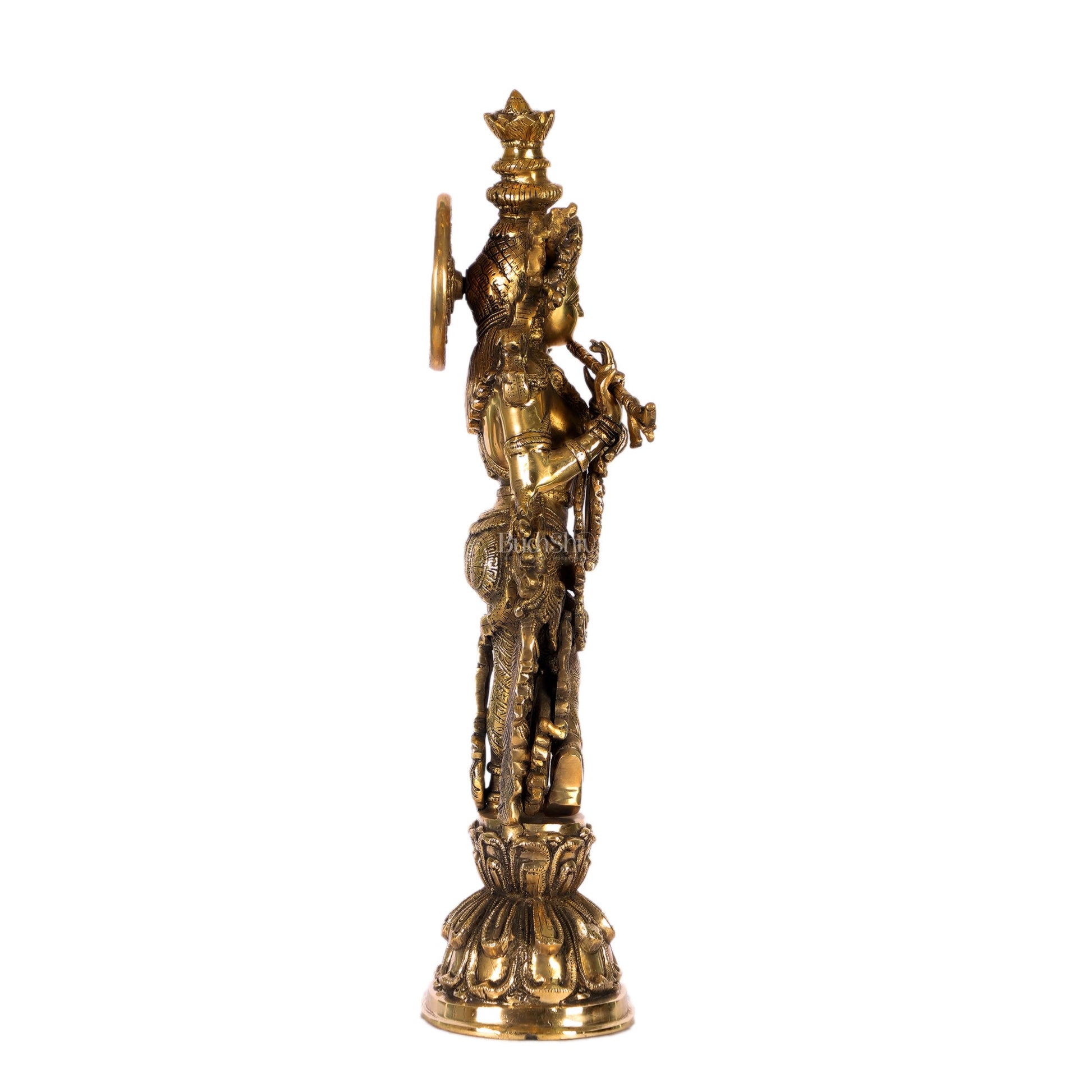 Divine Krishna Statue | Handcrafted in Fine Brass | Charcoal finish 24 inch - Budhshiv.com