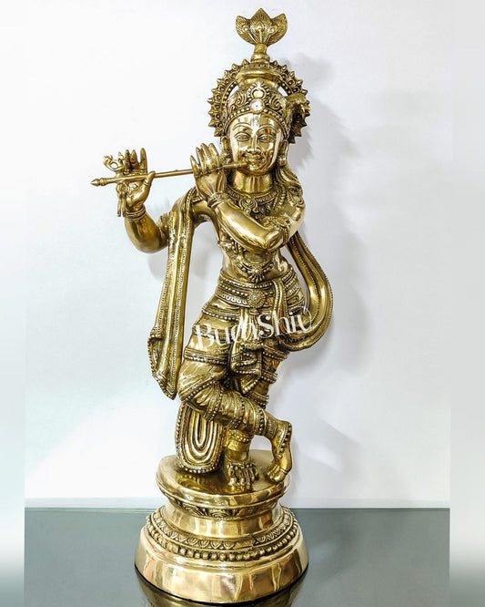 Divine Large Lord Krishna Statue - 36x14x8 Inch - Budhshiv.com