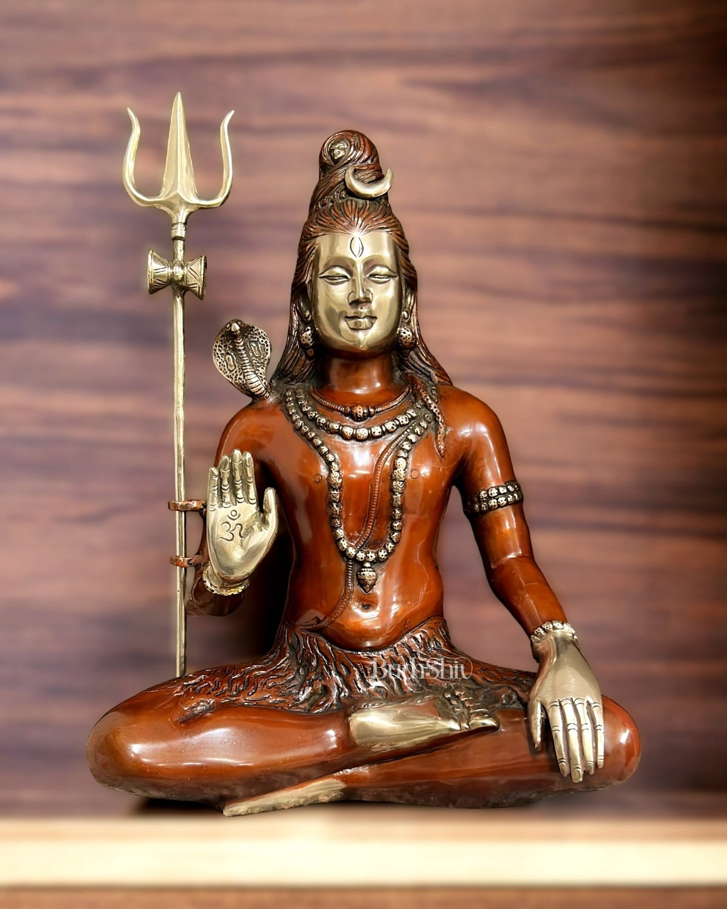 Divine Lord Shiva Brass Idol - 20" Handcrafted Mahadev Statue - Budhshiv.com