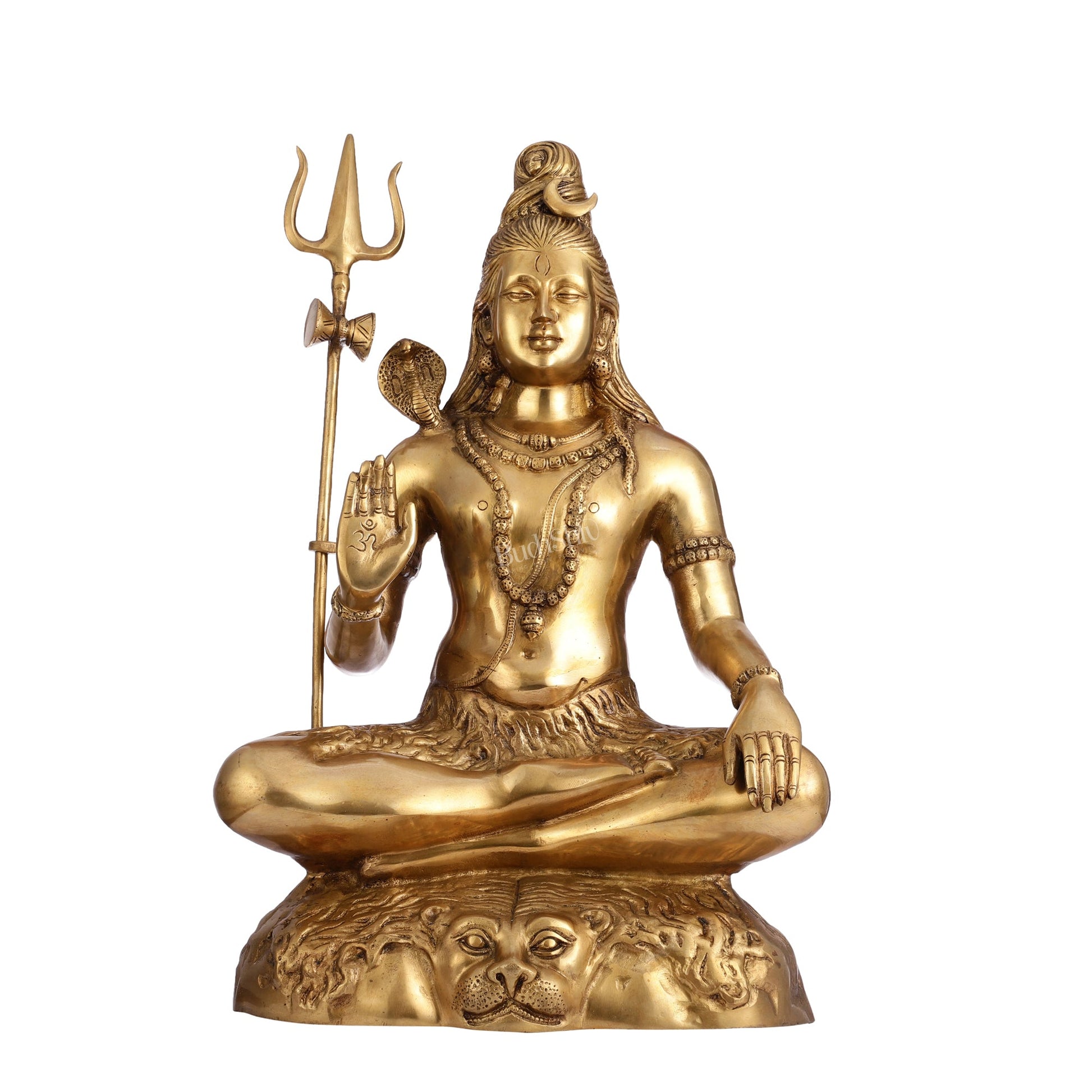 Divine Lord Shiva Brass Idol - 22.5" Handcrafted Mahadev Statue - Budhshiv.com