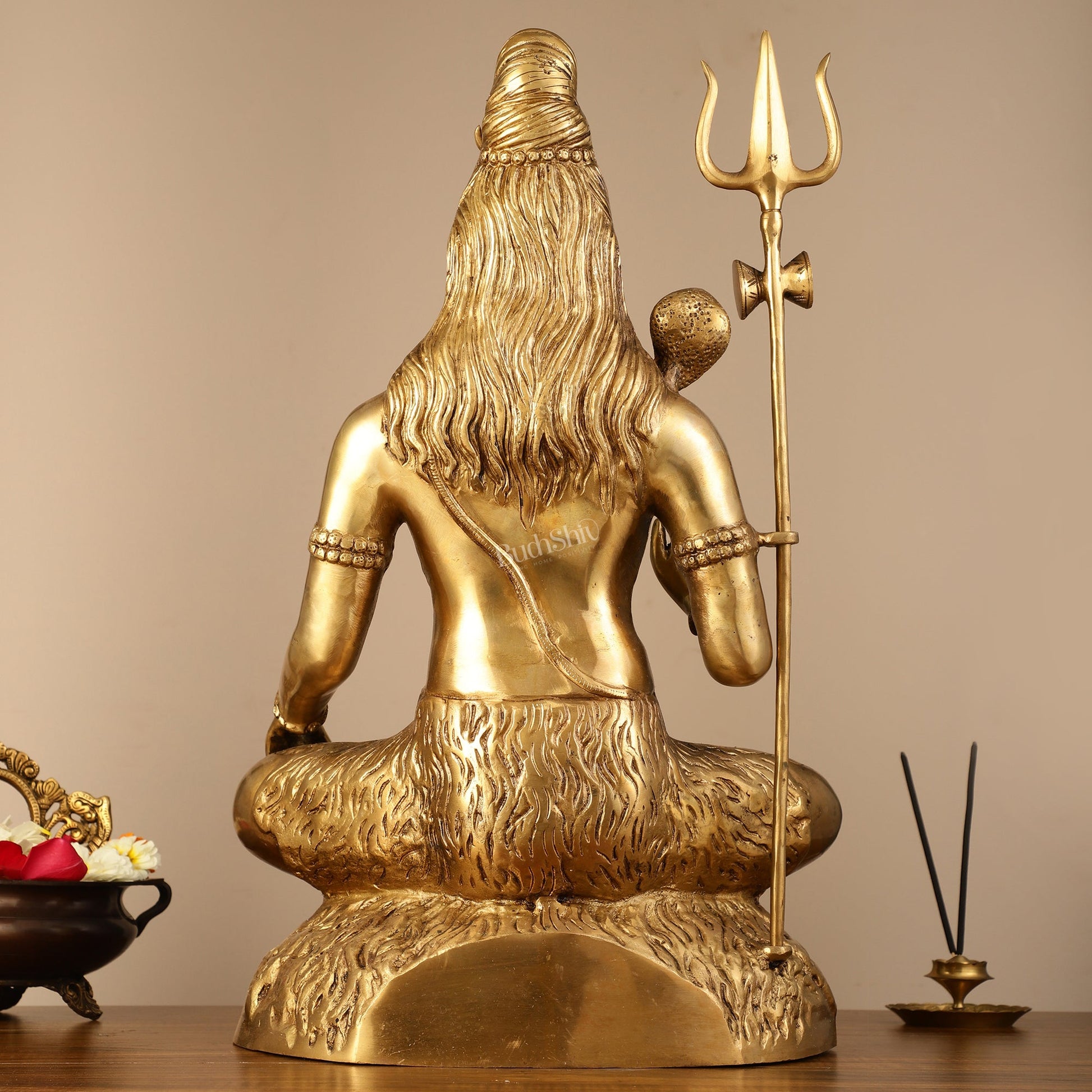 Divine Lord Shiva Brass Idol - 22.5" Handcrafted Mahadev Statue - Budhshiv.com