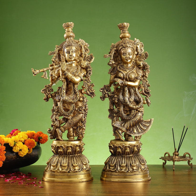 Brass Radha Krishna Idol Set - 21.5