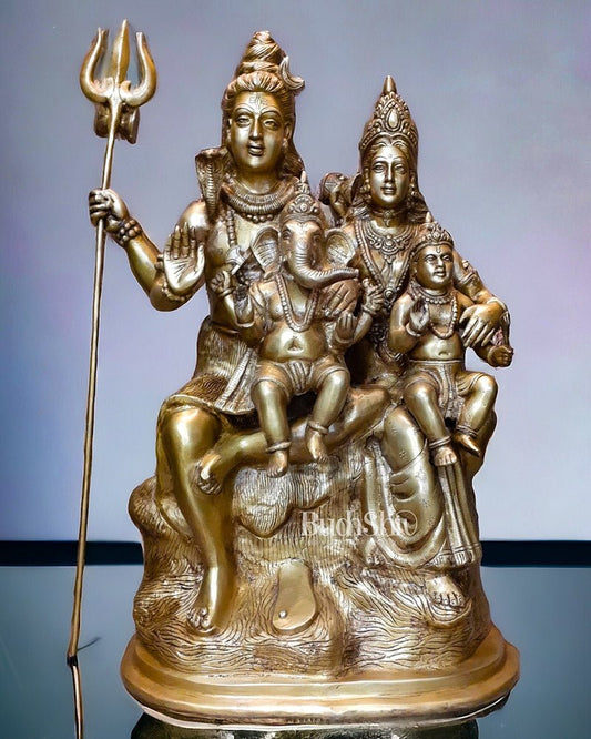 Divine Pure Brass Shiv Parivar Idol - 27 inch - Budhshiv.com