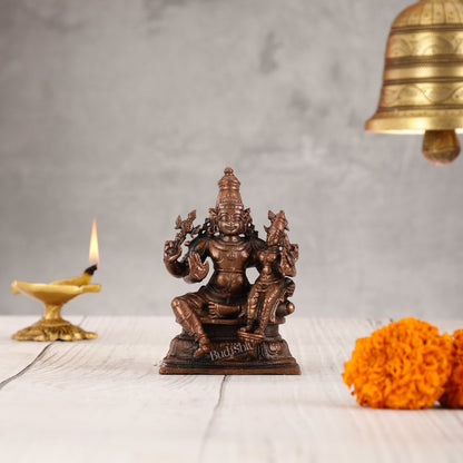 Divine Pure Copper Vishnu Lakshmi Idol - 4 inch - Budhshiv.com