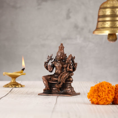 Divine Pure Copper Vishnu Lakshmi Idol - 4 inch - Budhshiv.com