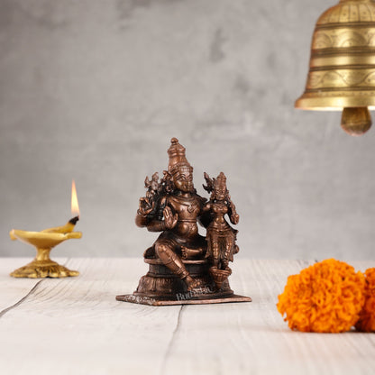 Divine Pure Copper Vishnu Lakshmi Idol - 4 inch - Budhshiv.com