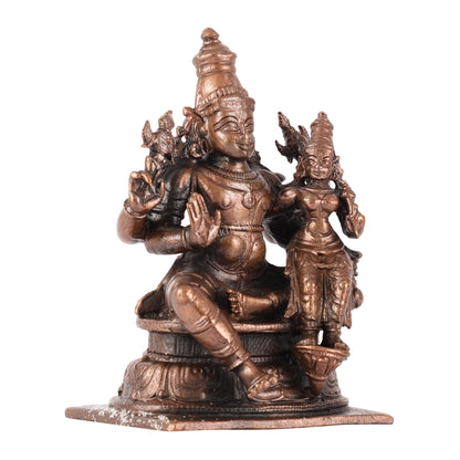 Divine Pure Copper Vishnu Lakshmi Idol - 4 inch - Budhshiv.com