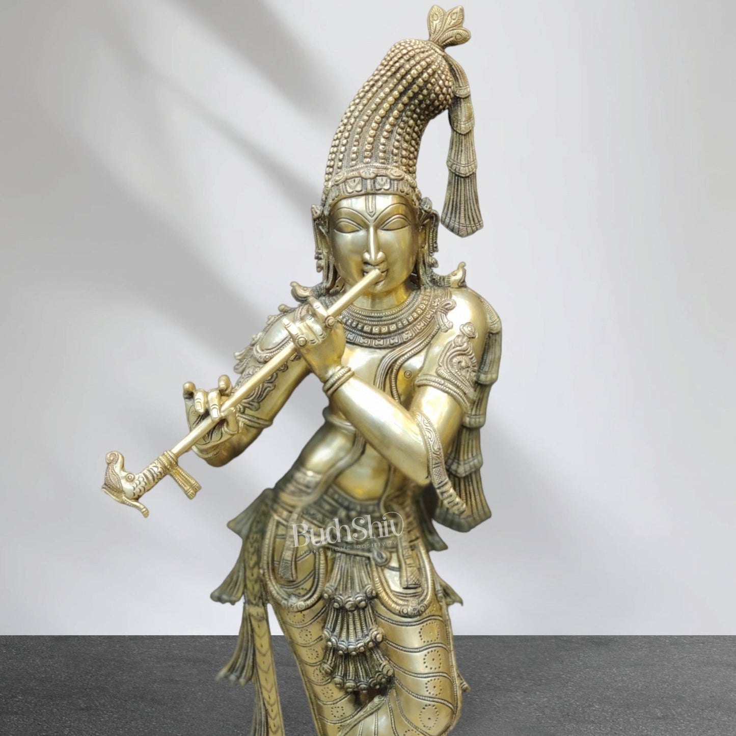Divine Superfine brass Krishna Murlidhar Idol | 36 inch/ 3 feet - Budhshiv.com