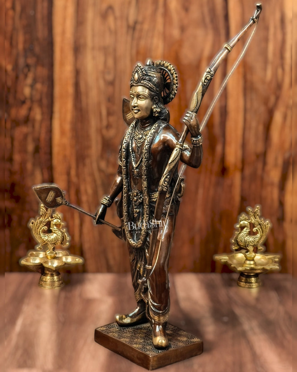 Divine Superfine Brass Lord Rama Statue Brown Gold - 26 inch – Budhshiv.com
