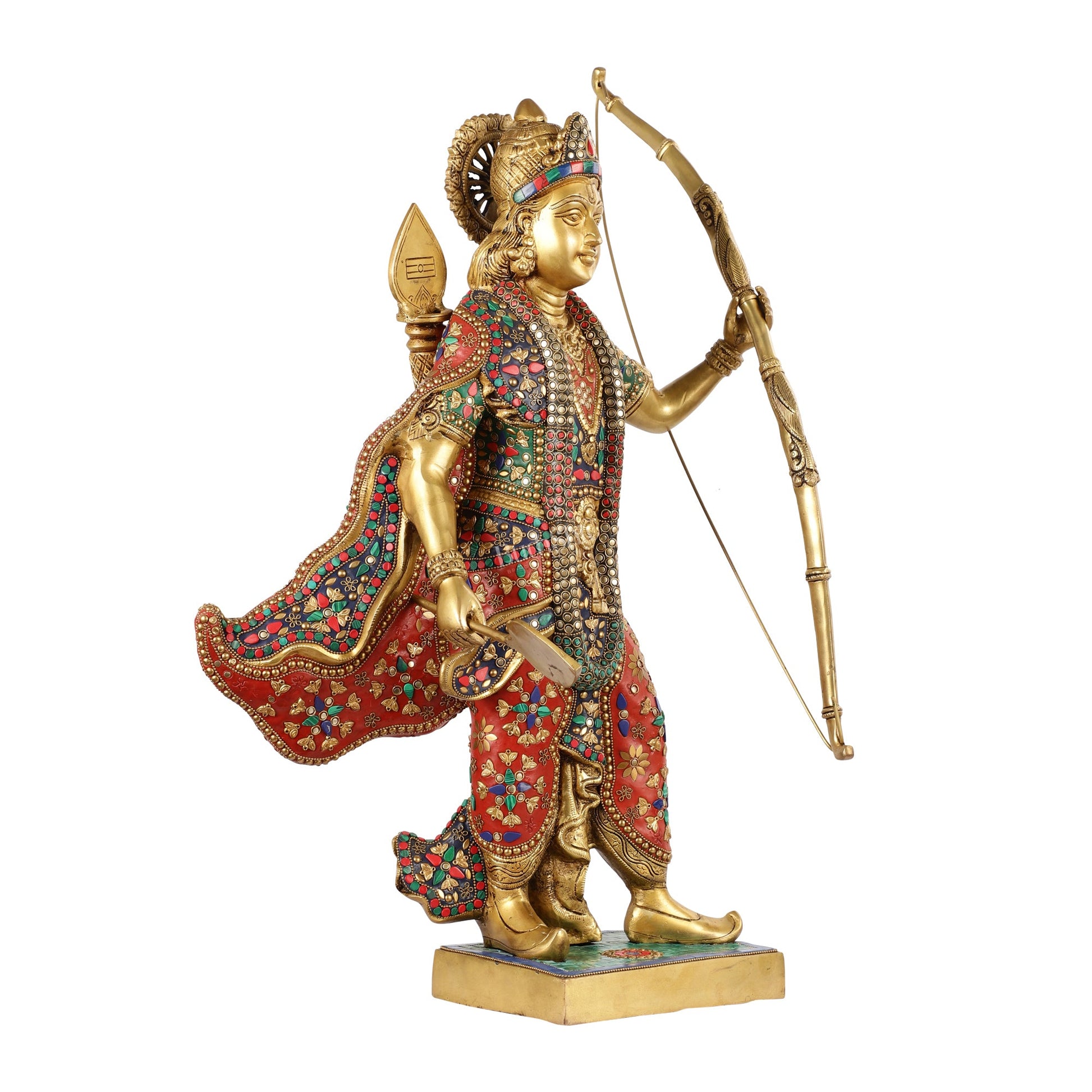Divine Superfine Brass Lord Rama Statue - Handcrafted with Stonework - 26 inch - Budhshiv.com