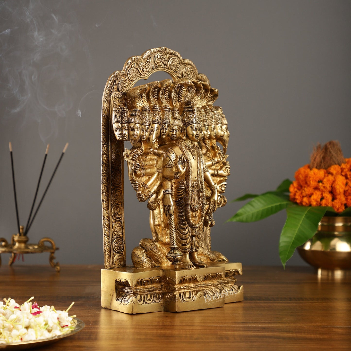 Divine Vishwaroopam of Lord Vishnu Statue | Superfine Brass | 14.5 Inch - Budhshiv.com