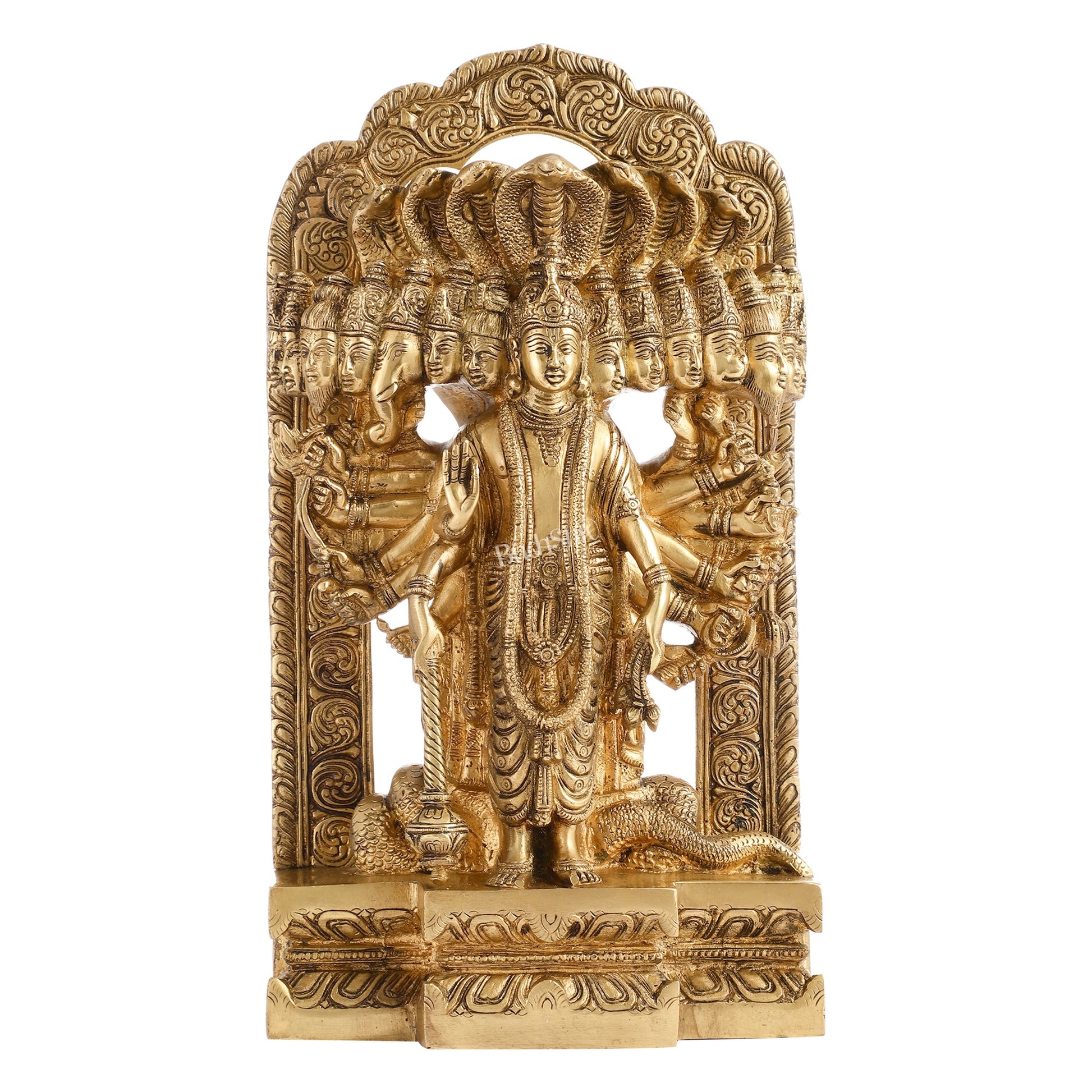 Divine Vishwaroopam of Lord Vishnu Statue | Superfine Brass | 14.5 Inch - Budhshiv.com