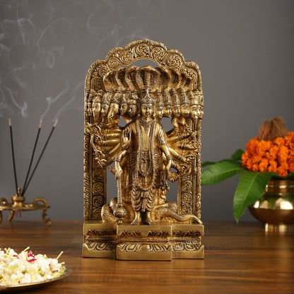 Divine Vishwaroopam of Lord Vishnu Statue | Superfine Brass | 14.5 Inch - Budhshiv.com