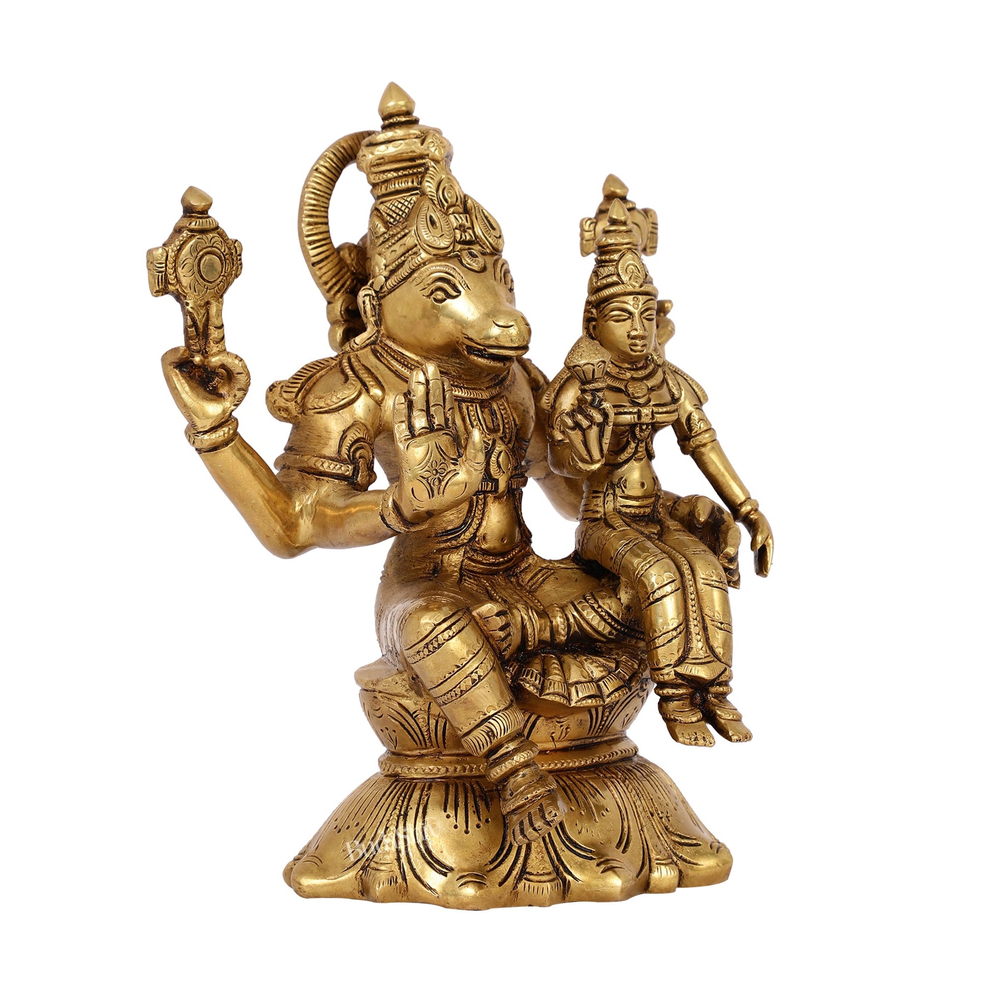 Divine Wisdom of Igrivar: Hayagriva Lakshmi Statue - Handcrafted Brass 9" - Budhshiv.com