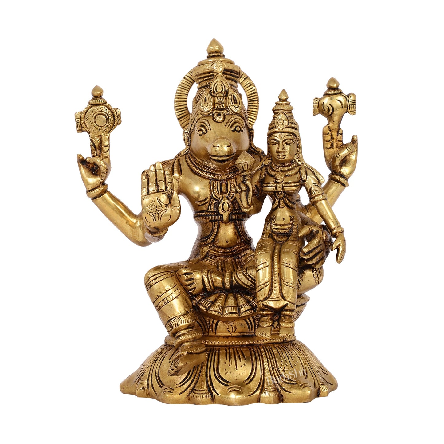 Divine Wisdom of Igrivar: Hayagriva Lakshmi Statue - Handcrafted Brass 9" - Budhshiv.com