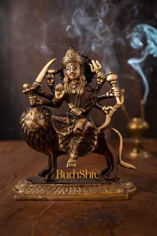 Durga Ma Goddess Brass Idol Statue Figurine Figure for Home Temple Workplace - Budhshiv.com