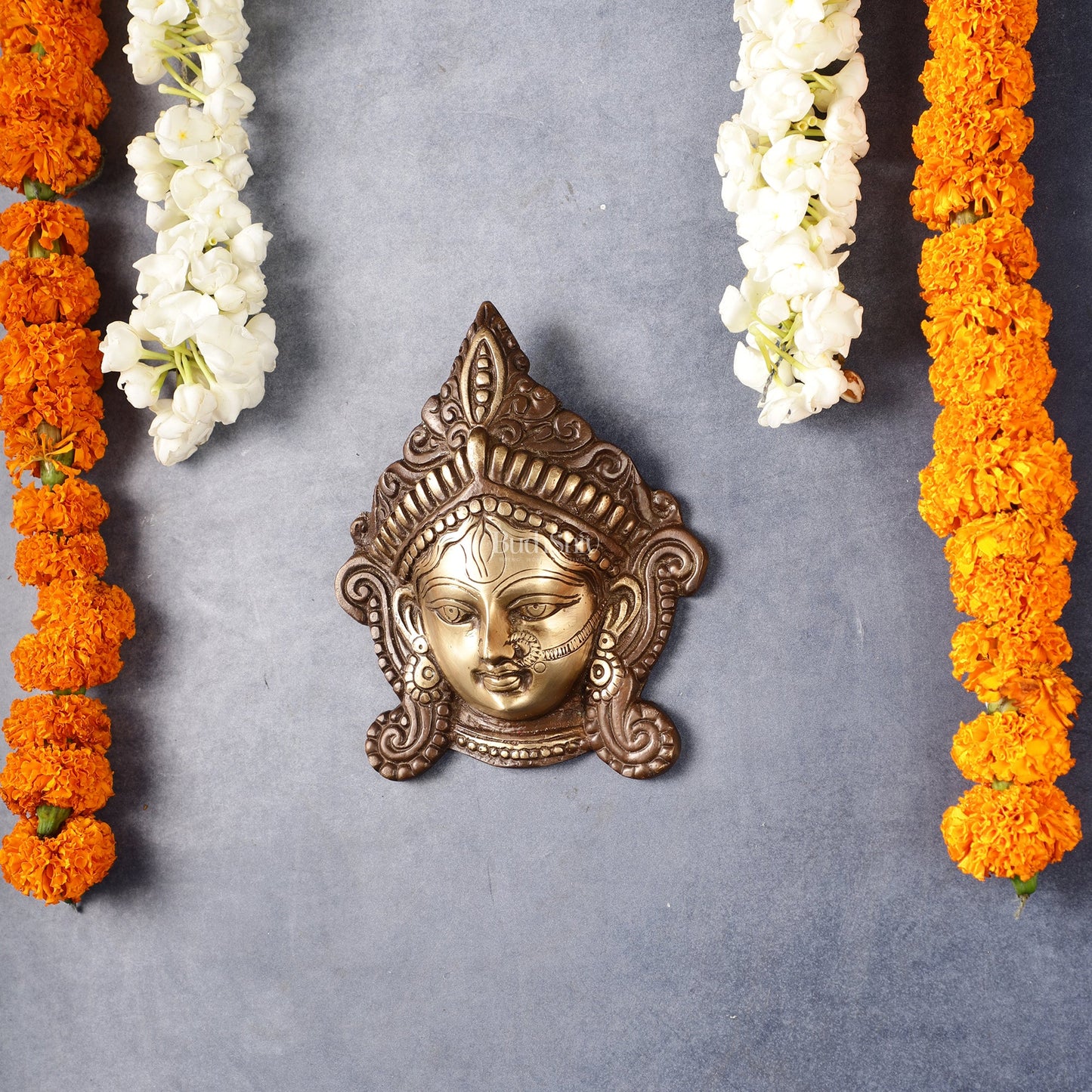 Durga Maa Face mask Wall hanging antique brown - Budhshiv.com