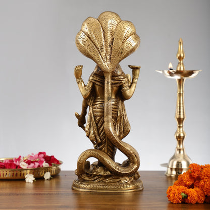 Elegant 17 Inch Brass Lord Vishnu Standing Idol with Sheshanaag Crown - Budhshiv.com