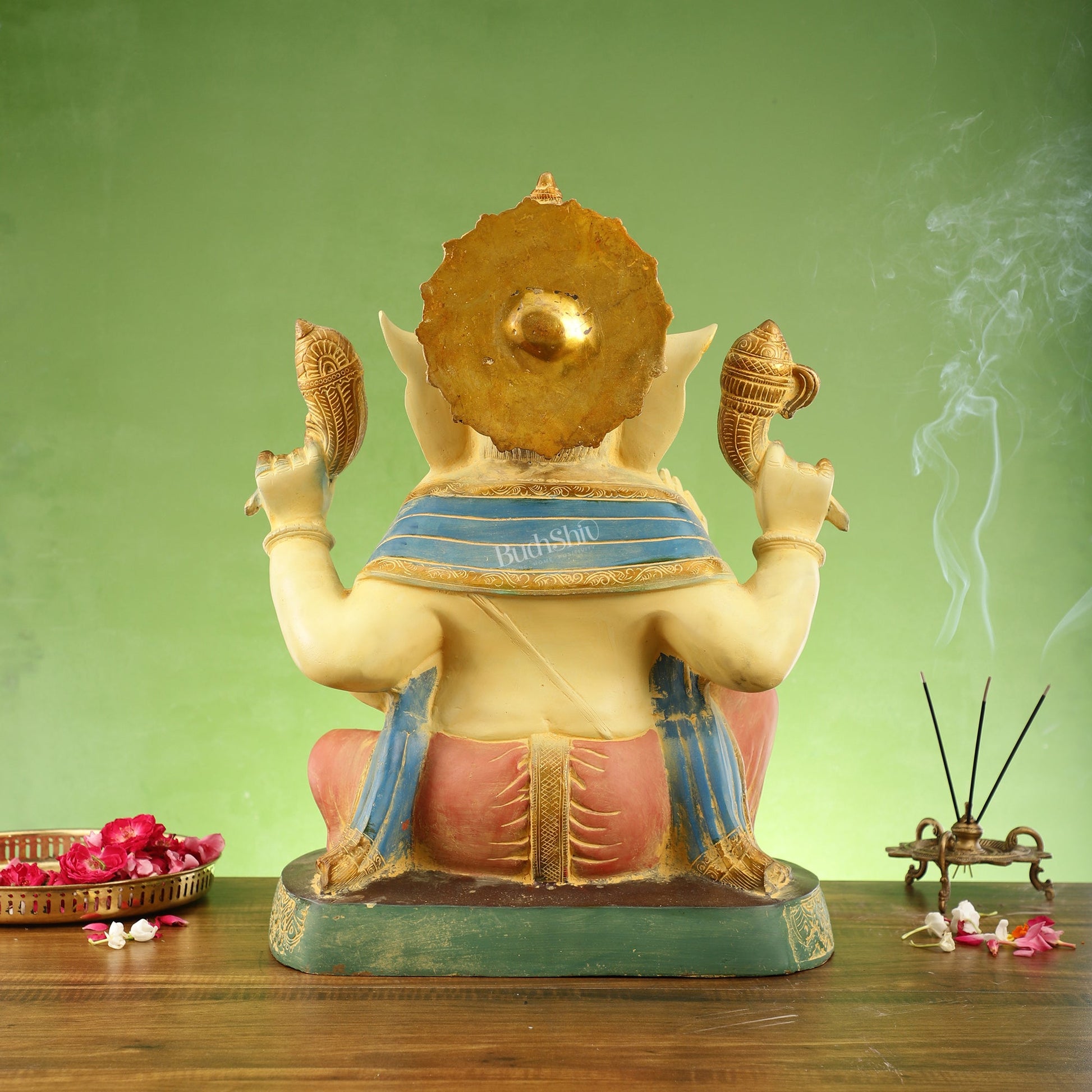 Elegant 21.5 Inch Ganesha Brass Statue with Meticulous Craftsmanship - Budhshiv.com