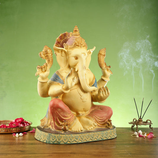 Elegant 21.5 Inch Ganesha Brass Statue with Meticulous Craftsmanship - Budhshiv.com