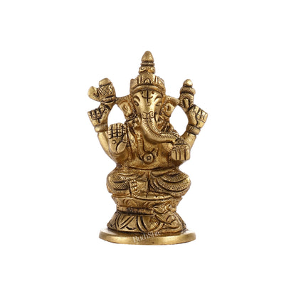 Elegant Brass Ganesha Idol | Height 3.5 inch - Budhshiv.com