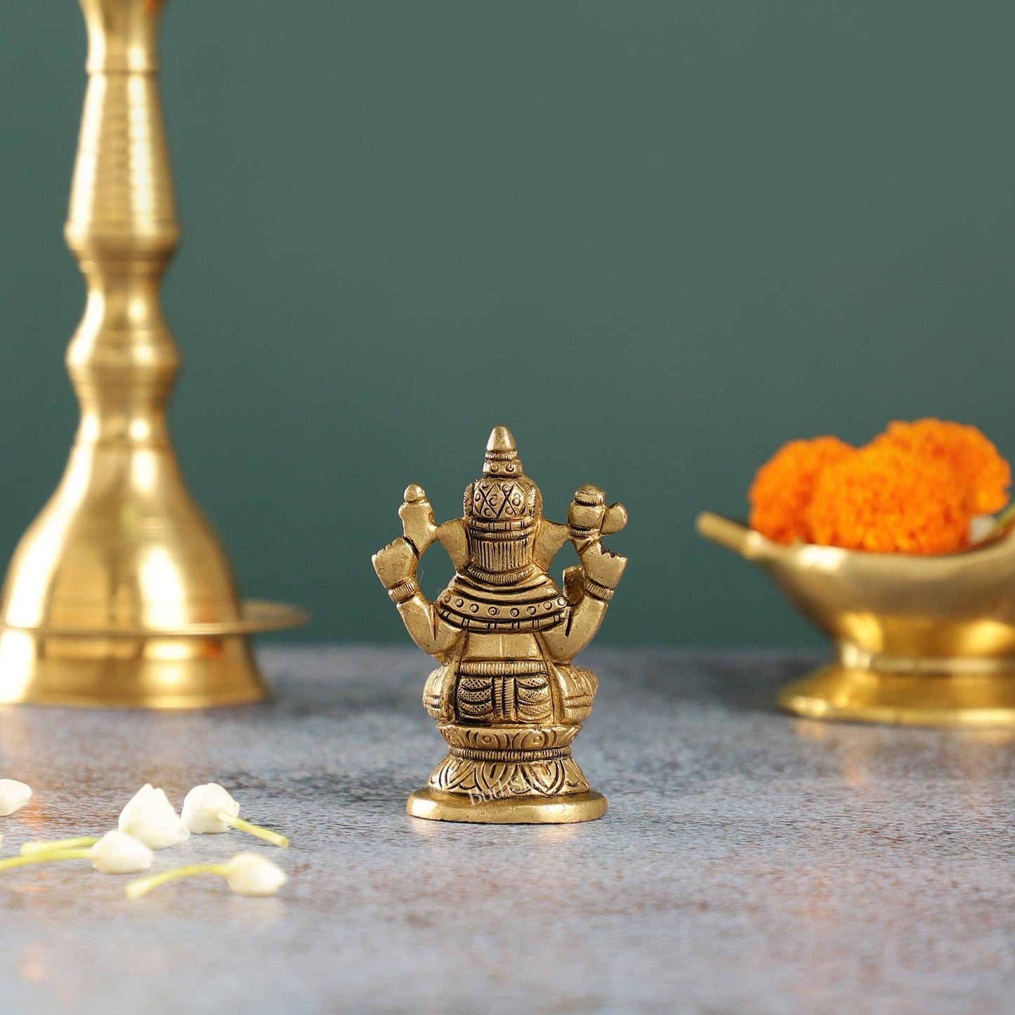 Elegant Brass Ganesha Idol | Height 3.5 inch - Budhshiv.com