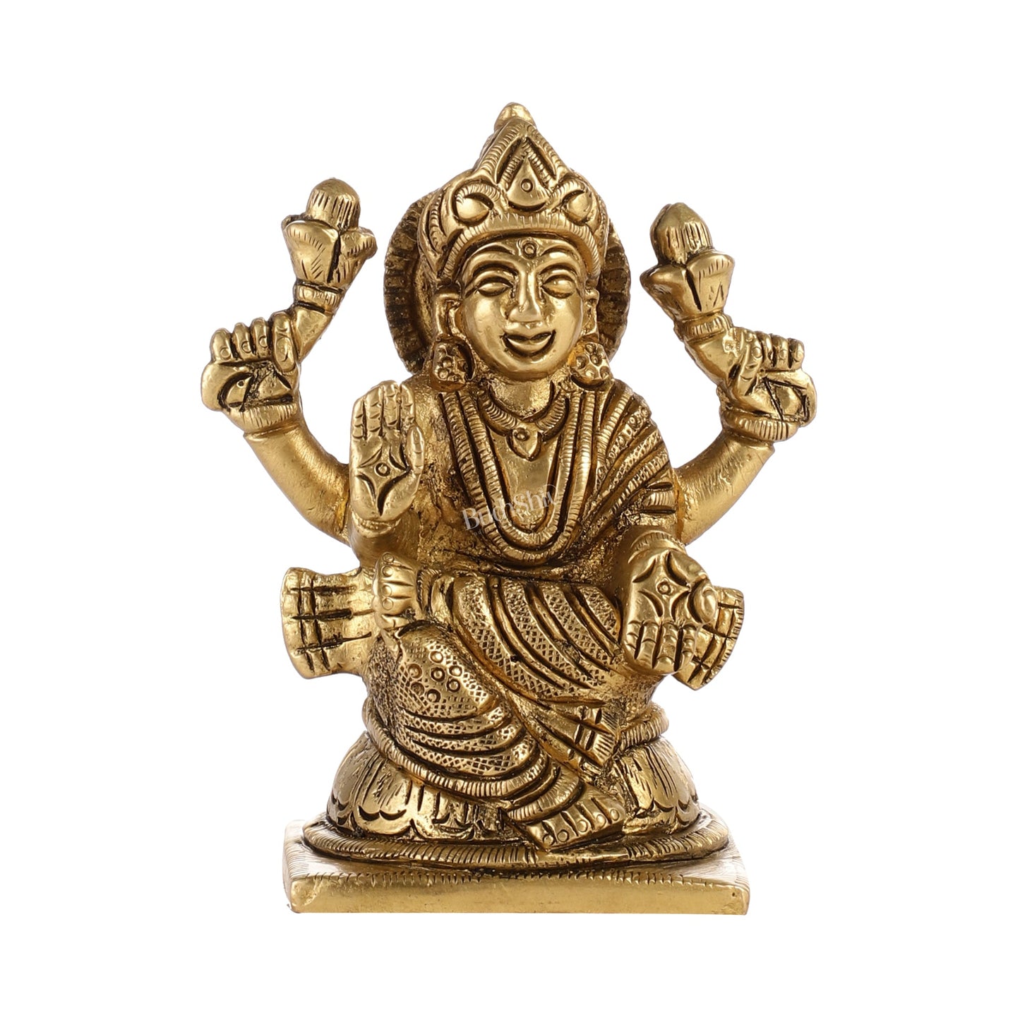 Elegant Brass Lakshmi Idol | Height 4 inch - Budhshiv.com