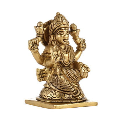 Elegant Brass Lakshmi Idol | Height 4 inch - Budhshiv.com