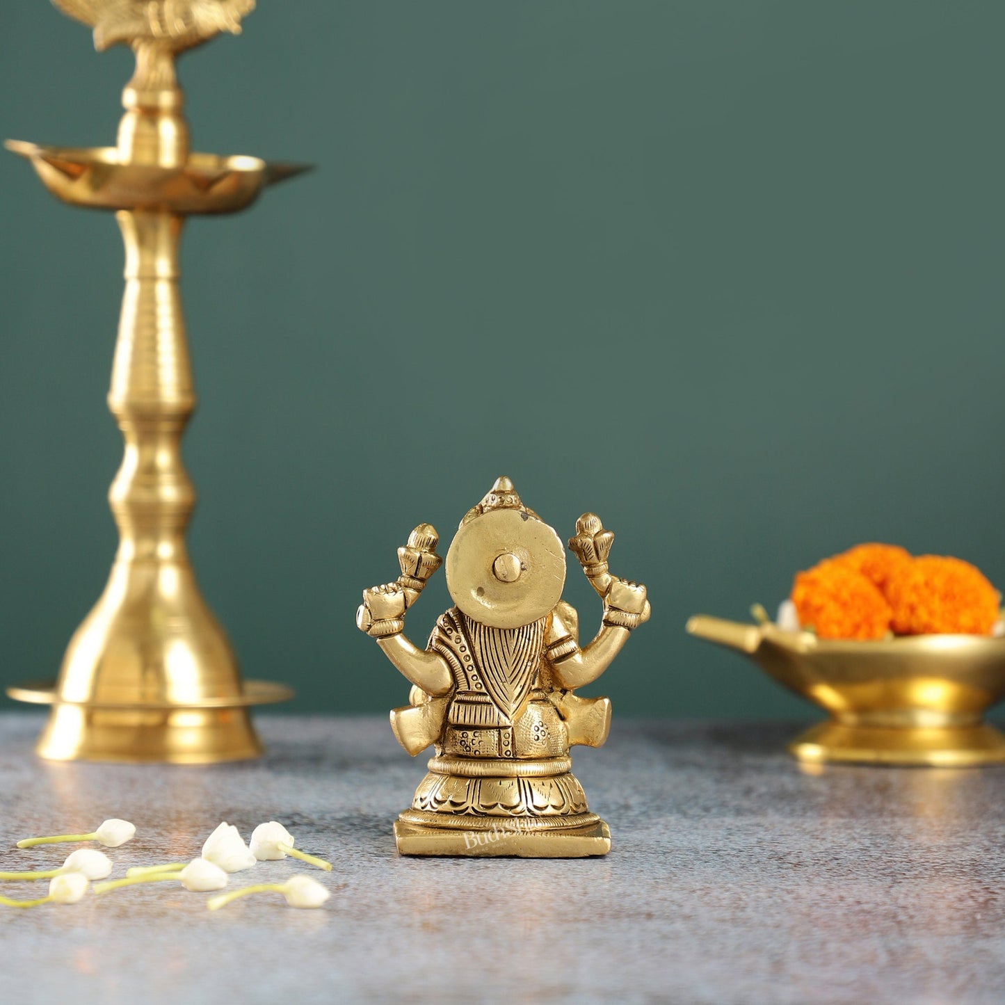 Elegant Brass Lakshmi Idol | Height 4 inch - Budhshiv.com