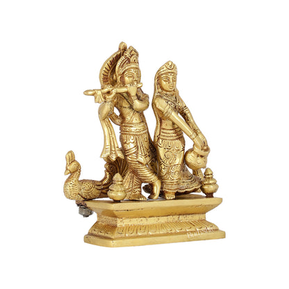 Elegant Brass Radha Krishna Idols | 6.5" Height - Budhshiv.com