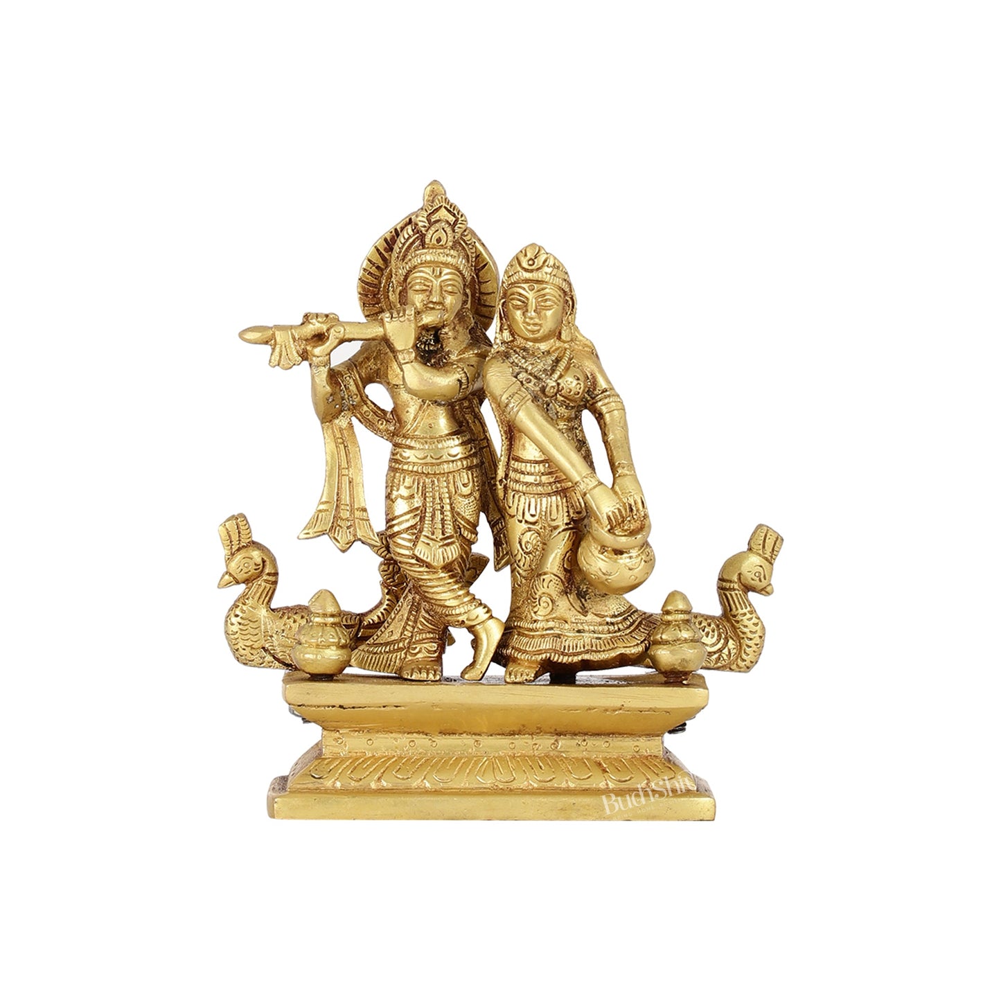 Elegant Brass Radha Krishna Idols | 6.5" Height - Budhshiv.com