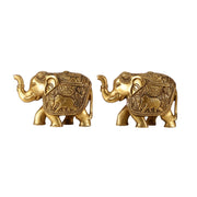 Elegant Pair of Brass Elephants - 7 inch - Budhshiv.com