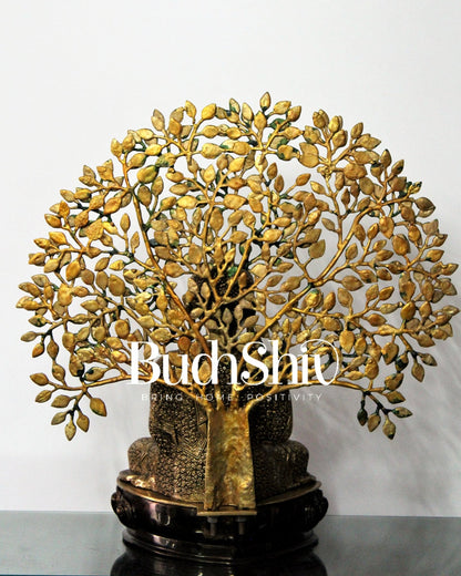 Elegant Pure Brass Buddha Statue with Kalpavriksha - 25.5 Inches - Budhshiv.com